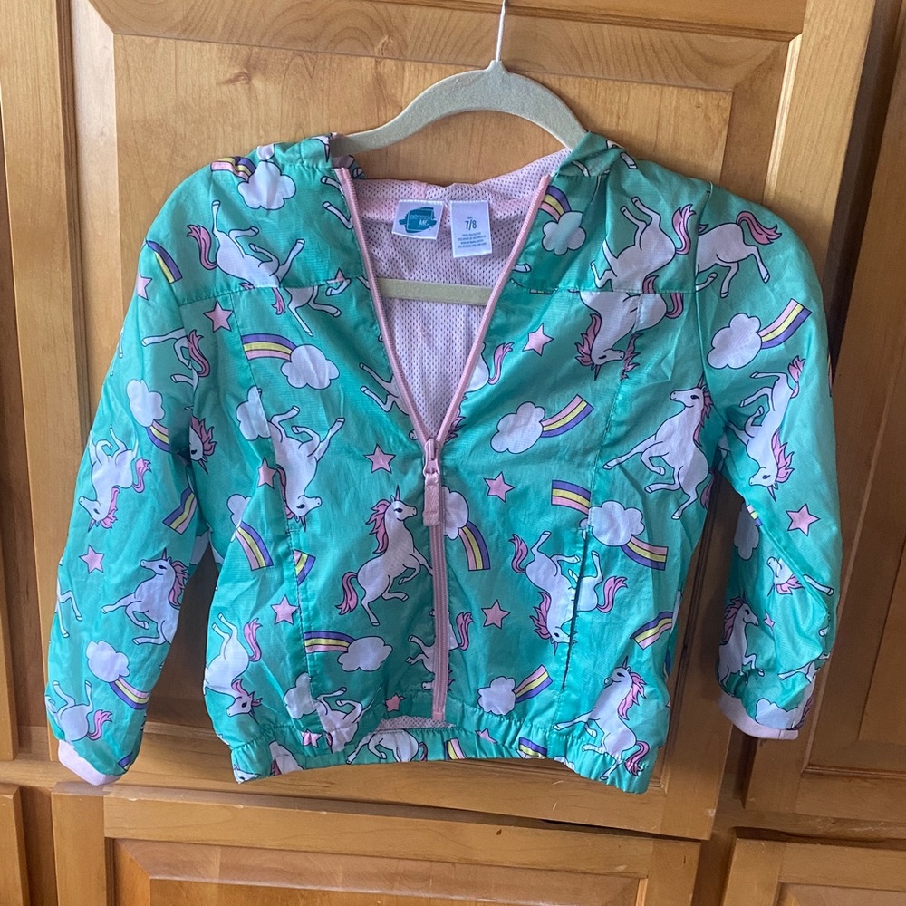 Unicorn Pattern Kids Raincoat - Teal